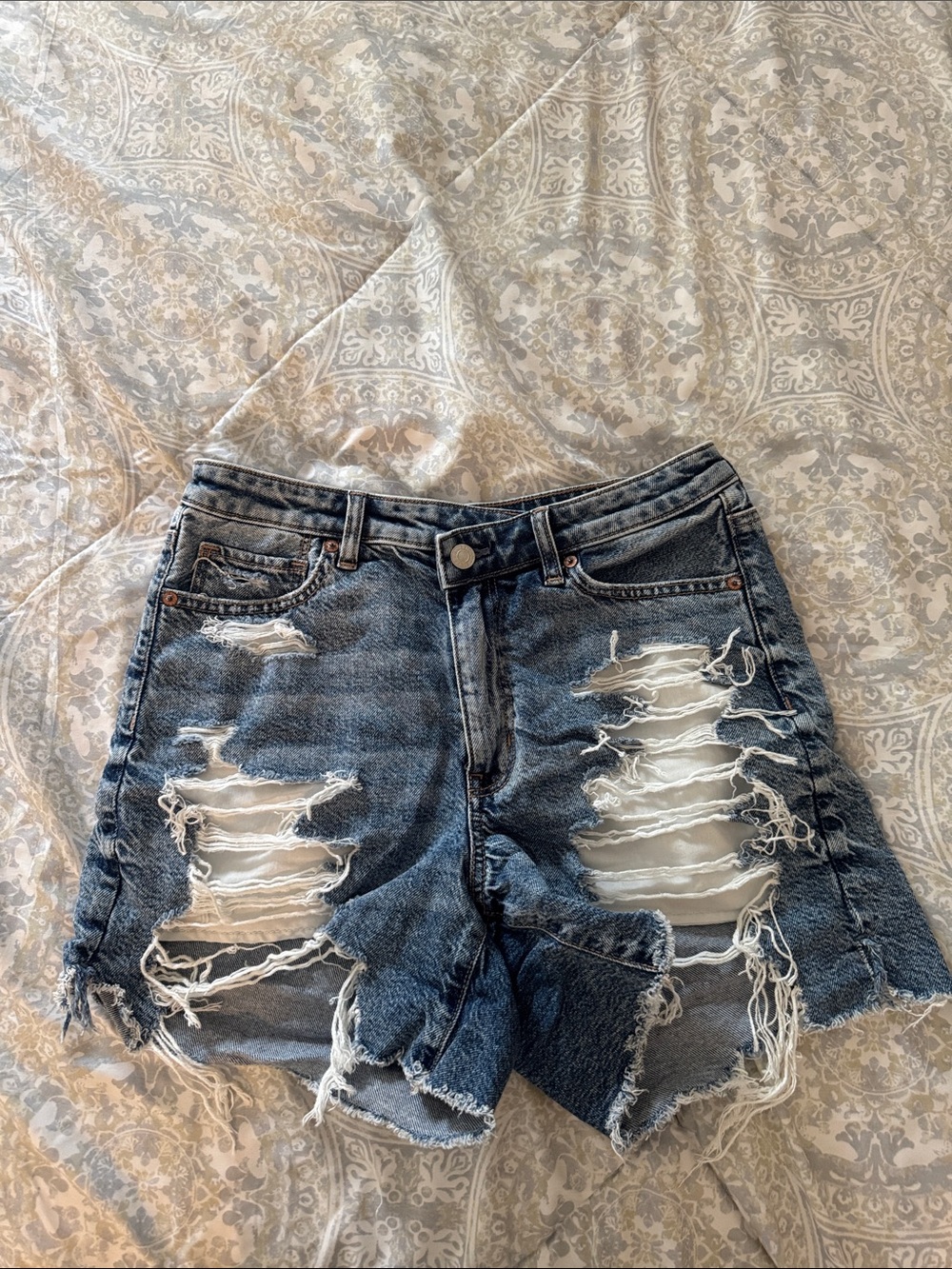 American Eagle Outfitters Distressed Denim Shorts - Blue